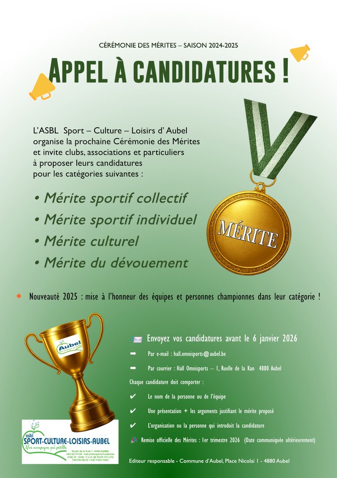 Mérite sport culture dévouement Fb