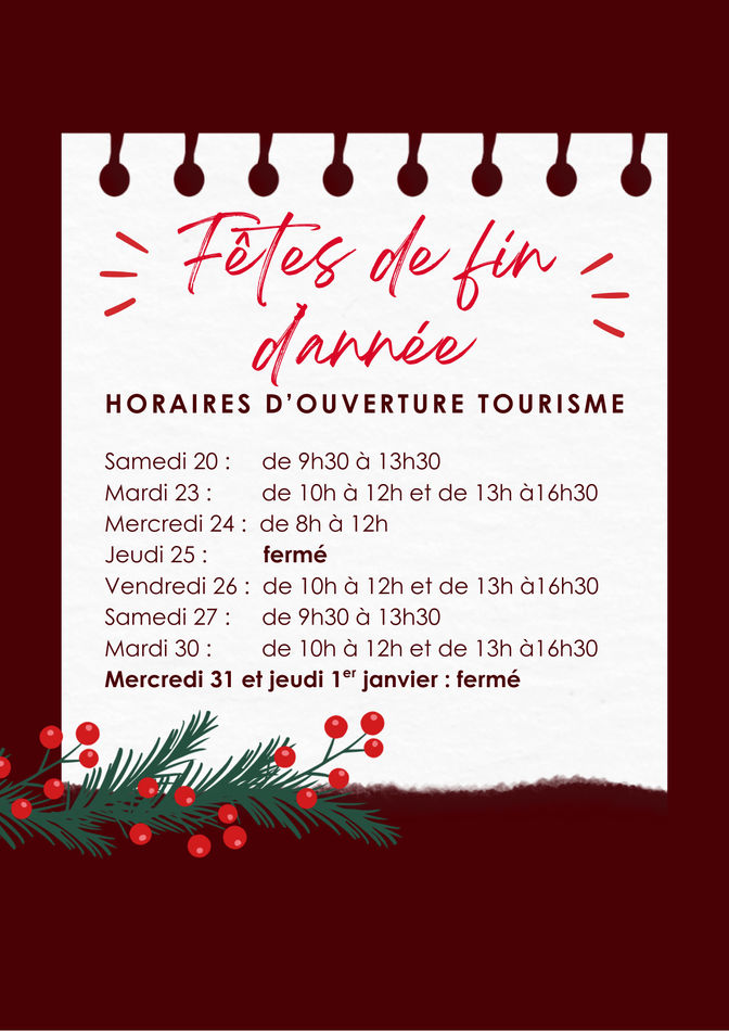 Rouge et Blanc Minimaliste Horaires de Noël Affiche