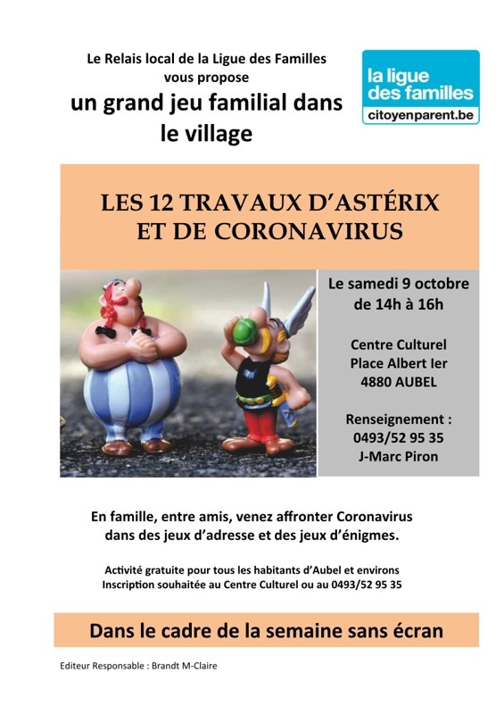Astérix et Coronavirus MODELE   Semaine sans écran