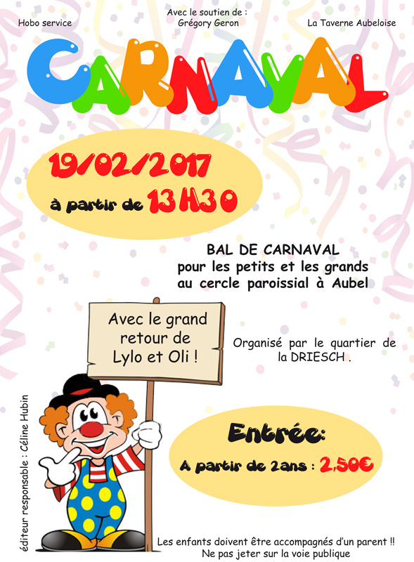 Affiche carnaval des enfants 2017