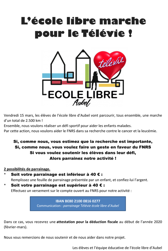 Ecole libre Télévie 2019